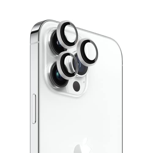 iTedel für iPhone 14 Pro und 14 Pro Max Panzerglas Kameraschutz mit Aluminiumring, Passend zum Design der iPhone-Kamera, Anti-Reflexion, Kratzfest, Komplettes Set (Silberner) von iTedel