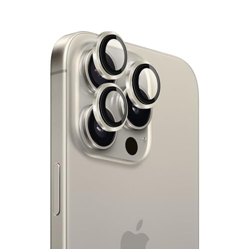 iTedel für iPhone 15 Pro und 15 Pro Max Panzerglas Kameraschutz mit Aluminiumring, Passend zum Design der iPhone-Kamera, Anti-Reflexion, Kratzfest, Komplettes Set (Nature) von iTedel