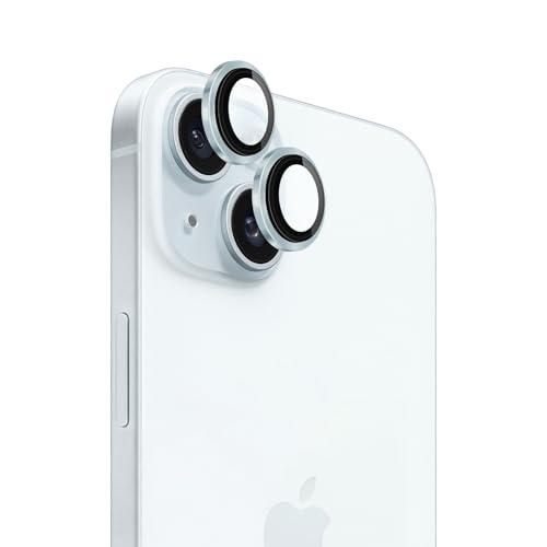 iTedel für iPhone 15 und 15 Plus Panzerglas Kameraschutz mit Aluminiumring, Passend zum Design der iPhone-Kamera, Anti-Reflexion, Kratzfest, Komplettes Set (Blauer) von iTedel