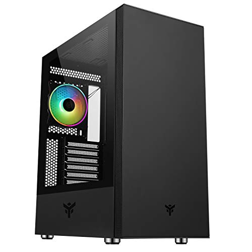 Case iTek VERTIBRA S210 Gaming Middle Tower 12cm ARGB Fan, 2xUSB3, Side Panel Temp Glass, Schwarz von iTek