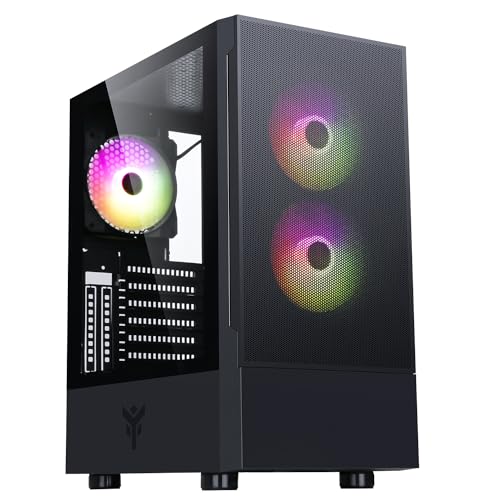 Itek Case SIISBE 3.0 – Gaming Middle Tower, 3 x 12 cm ARGB-Lüfter, USB3, Seitenwand aus Temp-Glas mit Scharnier von iTek