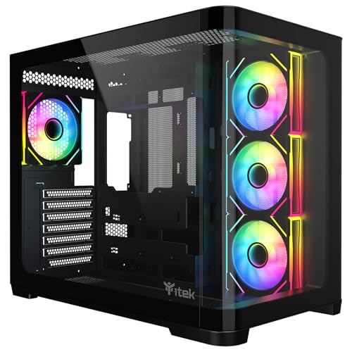 Itek Gehäuse Dark CAVE Curved – Gaming Tower – ATX – 4x12cm ARGB-Lüfter – 2X USB 3.0 – Type-C – Gebogenes gehärtetes Glas an Seiten- & Frontpanel Itek Gehäuse Dark CAVE Curved – Gaming Tower – ATX – 4x12cm ARGB-Lüfter – 2X USB 3.0 – Type-C – Gebogenes gehärtetes Glas an Seiten- & Frontpanel von iTek