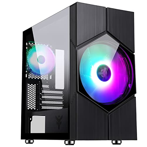 Itek Vortex Gaming Mini Tower, mATX, 20 cm und 12 cm ARGB Fan, 2 x USB3, Seitenwand aus gehärtetem Glas von iTek