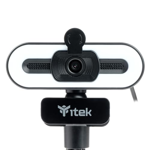 Itek Webcam mit Mikrofon W401L, Full HD, 30 FPS, LED-Licht, 3 Modi, USB, Stativ von iTek