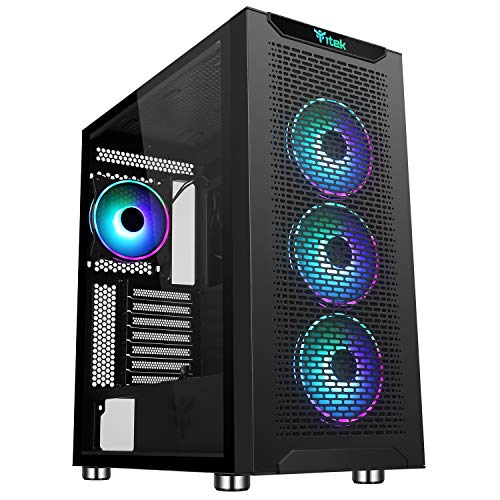 iTek Case MAJES 40 Full Tower Gaming 4x12cm ARGB Fan, 2xUSB3, Side Panel Temp Glass, Schwarz, ITGCAMAJ40 von iTek