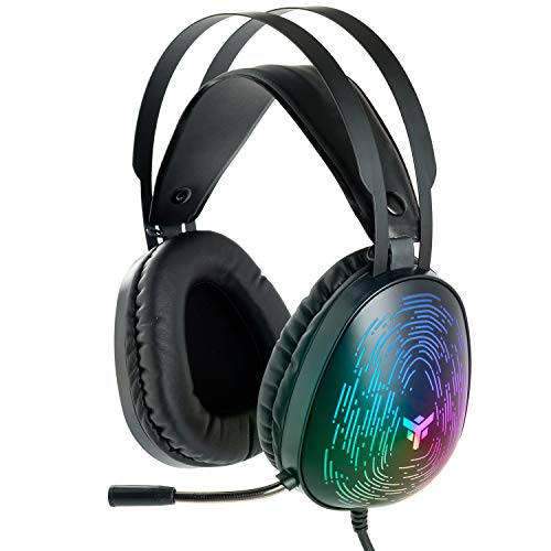 iTek Gaming Headset - Gaming Headset mit flexiblem Mikrofon - Gaming-Headset mit Lautstärkeregler, Außengeräuschunterdrückung, LED-Farben geeignet für PC und Konsole Cuffie Gaming H420 Schwarz Normal von iTek