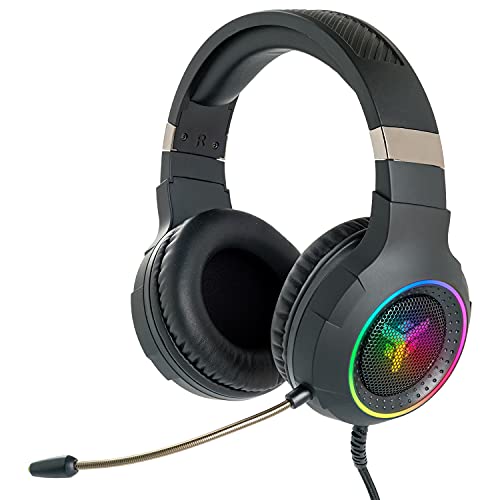 iTek Gaming Headset H430 - Gaming Headset mit flexiblem Mikrofon/Lautstärkeregler, Außengeräuschunterdrückung, LED-Farben, geeignet für PC und Konsole, schwarz, verstellbar Cuffie Gaming H430 Normal von iTek