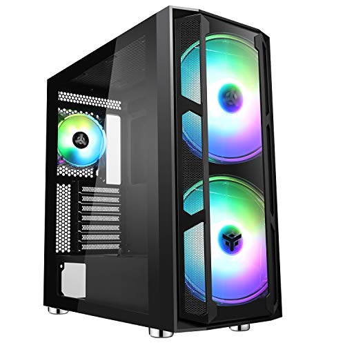 iTek MAJES 20 EVO - Gaming PC Full Tower ATX, 2x20cm Lüfter, RGB Addressable, USB3, Seiten- und Frontplatte aus gehärtetem Glas, schwarz, ITGCAMAJ20E von iTek