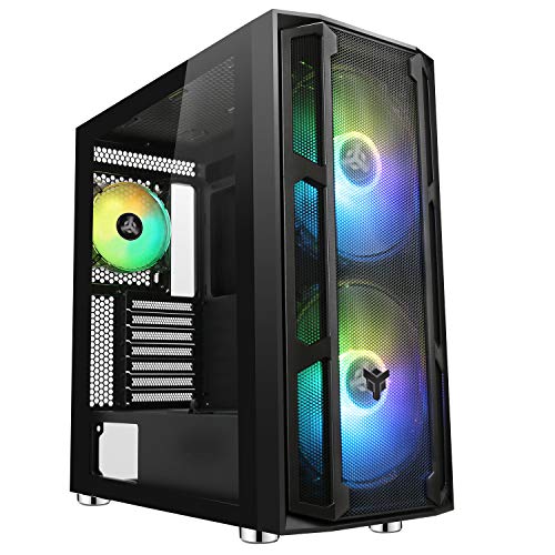 iTek MAJES 20 Mesh Evo - PC Gaming Full Tower ATX, 2x20cm Lüfter, RGB Addressable, USB3, Seitenplatte aus gehärtetem Glas, Front-Mesh, Schwarz, ITGCAMAJ20ME von iTek