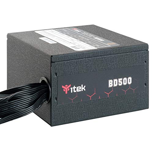 iTek Netzteil für PC BD500-500 Watt, HDB Hydraulic Dynamic Bearing 12mm Aktiver PFC-Schutz, DC to DC Switching Konverter, Effizienz-Zertifizierung 80 Plus Bronze von iTek