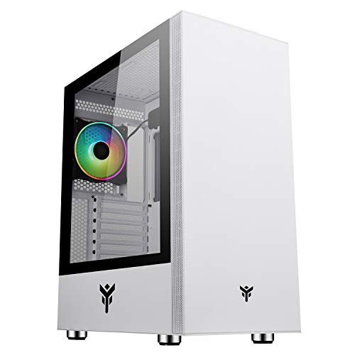 iTek VERTIBRA S210W Gaming Middle Tower 12cm ARGB Fan, 2xUSB3, Side Panel Temp Glass, White Edition, ITGCAVS210W, Weiß von iTek