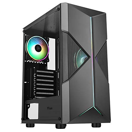 iTek XO Gaming-PC-Gehäuse Middle Tower ATX, 2 x 12 cm ARGB Lüfter im Lieferumfang enthalten, 2 x USB3.2 - ABS und perforiert, Seitenteil aus gehärtetem Glas, Schwarz, ITGCASPXO von iTek