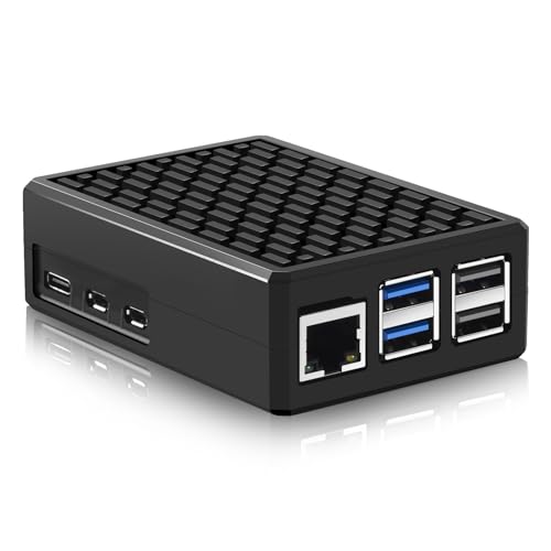 iUniker Raspberry Pi 5 Gehäuse mit Pi 5 Case Aluminium Passiv Kühlung Speziell entwickelt für Raspberry Pi 5 8GB/4GB Cooling Heat Dissaption Metal Case von iUniker