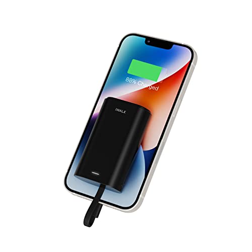 iWALK Klein Power Bank 9000mAh, Tragbares Externes Ladegerät mit Integrierte Kabel Mini Fast Charge Powerbank Kompatibel mit iPhone 14,14 Pro Max,13,12 Mini,11,XS,XR,8,7,AirPods, iPod,Samsung und mehr von iWALK