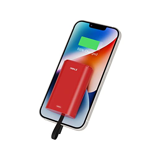 iWALK Klein Power Bank 9000mAh, Tragbares Externes Ladegerät mit Integrierte Kabel Mini Fast Charge Powerbank Kompatibel mit iPhone 14,14 Pro Max,13,12 Mini,11,XS,XR,8,7,AirPods, iPod,Samsung und mehr von iWALK