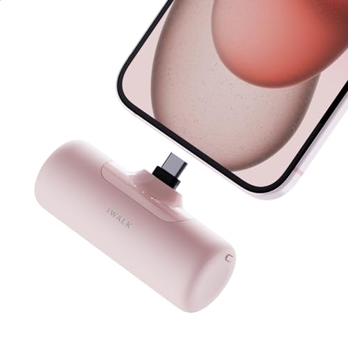 iWALK Kleines tragbares Powerbank 4500mAh: Mini Power Bank mit integriertem USB-C-Anschluss, Externer Akku für iPhone 16/16 Plus/16 Pro/16 Pro Max, Samsung S24/23, Android-Handy, iPad Pro/Air von iWALK