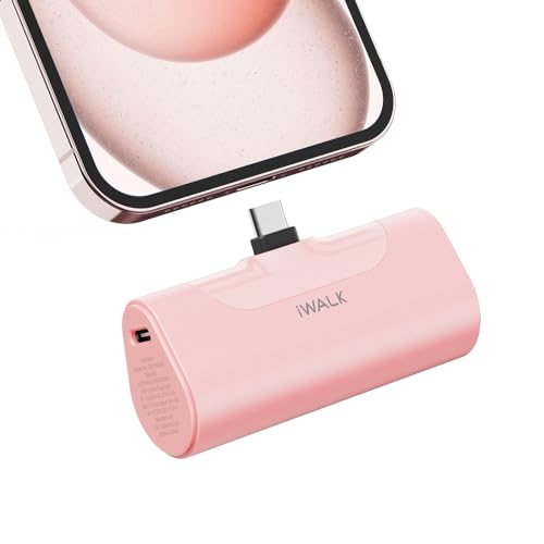 iWALK Powerbank 4500mAh[USB-C Version][Kompatibel mit iPhone 15 Serie], 20W Tragbares Ladegerät Quick Charge, Petit Externer Akku Kompatibel mit iPhone 15 Pro Max/15 Pro/15 Plus/15, Rosa von iWALK