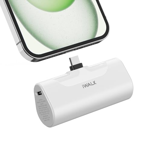 iWALK Powerbank 4500mAh[USB-C Version][Kompatibel mit iPhone 15 Serie], 20W Tragbares Ladegerät Quick Charge, Petit Externer Akku Kompatibel mit iPhone 15 Pro Max/15 Pro/15 Plus/15, Weiß von iWALK