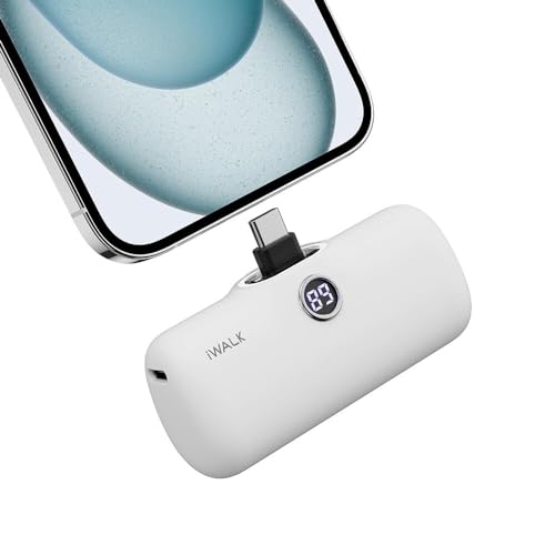 iWALK Powerbank 4800mAh[USB-C Version][Kompatibel mit iPhone 15 Serie], 20W Schnellladung Tragbares Ladegerät, Petit Externer Akku Kompatibel mit iPhone 15 Pro Max/15 Pro/15 Plus/15, Weiß von iWALK