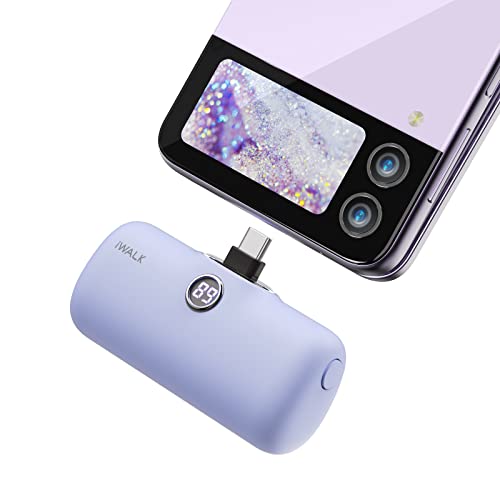 iWALK Powerbank USB C 4800mAh, Schnellladen Tragbares Ladegerät[2024 Upgrade], Mini Externer Akku Kompatibel mit Samsung Galaxy S24/S23/S22/S21/A54/A34, Huawei, Xiaomi und andere UBS C-Handys, Lila von iWALK