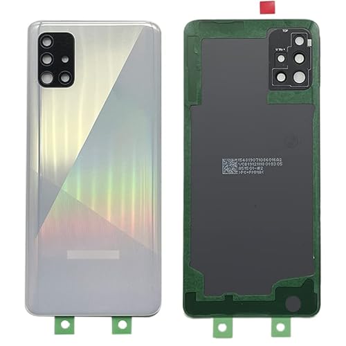 iYAiYO Batteriedeckel hinten mit Kameralinse für Samsung A51 4G Ersatzteil des Gehäuses hinten mit vorinstalliertem Aufkleber-Weiß von iYAiYO