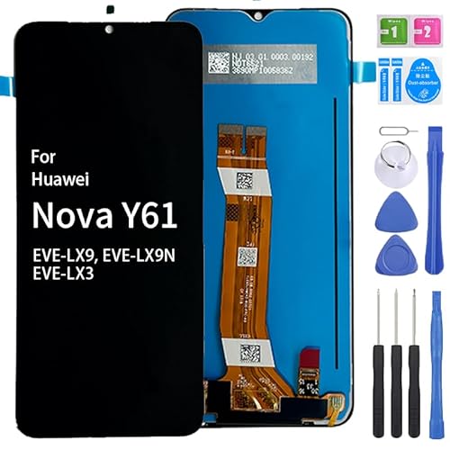 iYAiYO LCD-Display, Digitalisierer, Touchscreen, Ersatzteil kompatibel mit Huawei Nova Y61 Eve-LX9, EVE-LX9N, Eve-LX3 kompletter Bildschirm mit Werkzeugen, Schwarz von iYAiYO