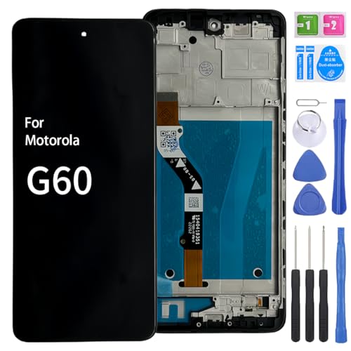 iYAiYO LCD-Display, Digitalisierer, Touchscreen, Ersatzteil kompatibel mit Motorola G60 XT2135-1, kompletter Bildschirm mit Rahmen, Schwarz von iYAiYO