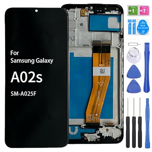 iYAiYO LCD-Display Digitalisierer Touchscreen Ersatzteil kompatibel mit Samsung A02s SM-A025F europäische Version Bildschirm komplett mit Rahmen-Schwarz von iYAiYO