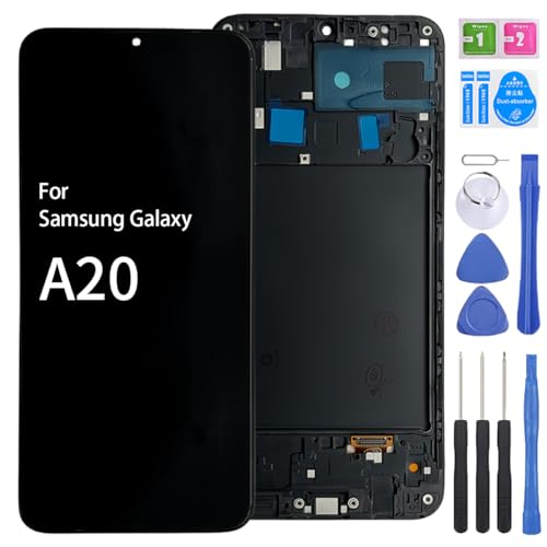 iYAiYO LCD-Display, Digitalisierer, Touchscreen, Ersatzteil kompatibel mit Samsung A20 SM-A205F, europäische Version, komplettes Display mit Rahmen Incell-Schwarz von iYAiYO