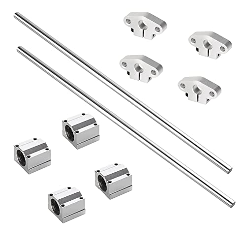iYueMps 2 Stück 600mm Linearwelle 8mm Durchmesser Linearführung Set Horizontale Präzisionswelle Linearschiene mit Linearkugellager Horizontaler Wellen halterung für 3D Drucker CNC DIY von iYueMps