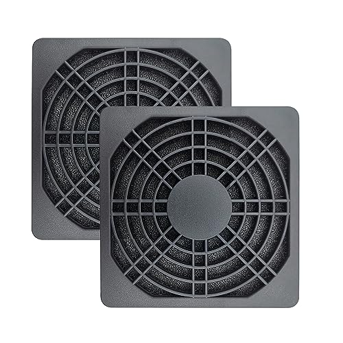 iYueMps PC Lüfter Staubfilter, 2 Stück 120mm Staubfilter mit Lüfterabdeckung, Gehäuselüfter staubfilter, 3-in-1 (2 Lüftergrills und 1 Staubfilter) – schwarz von iYueMps