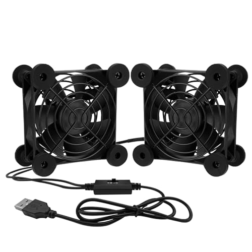 iYueMps USB Ventilator 80mm 5V PC Lüfter,2 in 1 80mm USB Lüfter leise Gehäuselüfter mit 3 Einstellbare Geschwindigkeiten Kompatibel mit PS4/Computer/AV Schrank/TV Box/Router von iYueMps