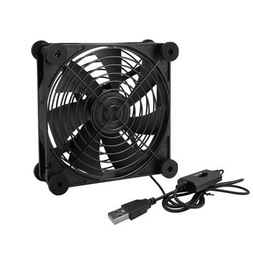 iYueMps USB Ventilator120mm 5V PC Lüfter,120mm USB Lüfter leise Gehäuselüfter mit 3 Einstellbare Geschwindigkeiten Kompatibel mit PS4/Computer/AV Schrank/TV Box/Router von iYueMps