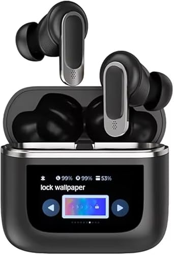 iZAD Bluetooth Kopfhörer Touch-Screen mit ANC+ENC-Ohrhörer mit Bildschirm -Geräuschunterdrückung (Schwarz) von iZAD