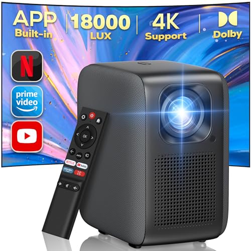 Beamer【Integriertes Netflix/YouTube/Prime Video】, Full HD 1080P 18000 Lumen, iZEEKER 4K Beamer WiFi Bluetooth Vollständig Versiegelt, Elektrischer Fokus 4D/4P-Keystone Kompatibel mit Android/PC/USB von iZEEKER