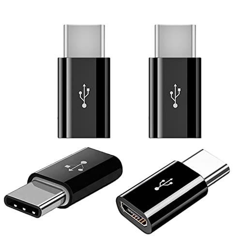 iZhuoKe 4 Stück USB-C Adapter,Adapter Micro USB auf USB C Typ-C Stecker für P9/P10/Nova,Galaxy S8 andere Type C Geräte,zum Laden/Synchronisieren(Schwarz) von iZhuoKe