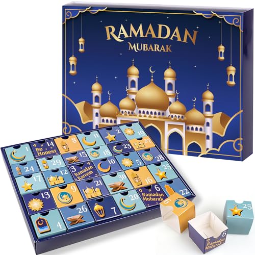 iZoeL Ramadan Kalender zum Befüllen, Ramadan Adventskalender mit 30 Geschenkboxen Boxen leer DIY Countdown Adventskalender Deko, Ramadan Eid Mubarak Kalender Kinder Muslimischen Ramadan Deko von iZoeL