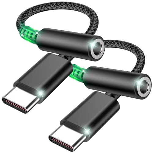 Adapter USB C Klinke, Adapter für Kopfhörerbuchse auf 3,5 mm USB C Klinke mit DAC Adapter Klinke USB C Kompatibel mit iPhone 16 Pro Max/16 Pro/16 Plus/16/15 Pro Max/15 Pro/15 (2 Stück schwarz) von iacgnefeix