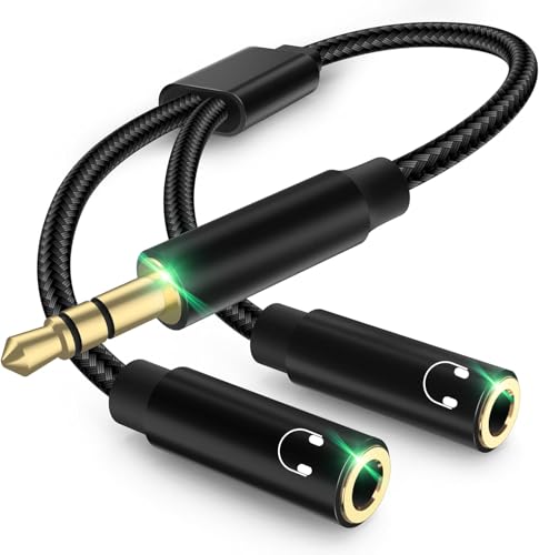Audio Splitter, Audio Klinke Y Splitter Adapter 3.5mm Stecker auf Buchse Headset Stereo Aux Adapter Splitter Kabel Kopfhörer Doppelstecker für Tablet, Laptop, Samsung, Smartphone, Lautsprecher, PC von iacgnefeix