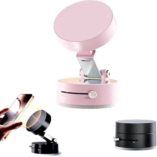Car Mounted Magnetic Mobile Phone Holder, 360 ° Rotating Navigation Holder, Vacuum Suction Can be Folded and Folded, Suitable for All Mobile Phones (Pink) von iacnait