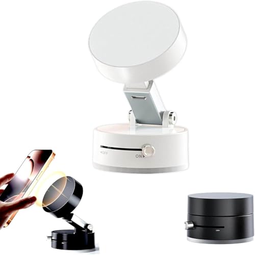 Car Mounted Magnetic Mobile Phone Holder, 360 ° Rotating Navigation Holder, Vacuum Suction Can be Folded and Folded, Suitable for All Mobile Phones (White) von iacnait