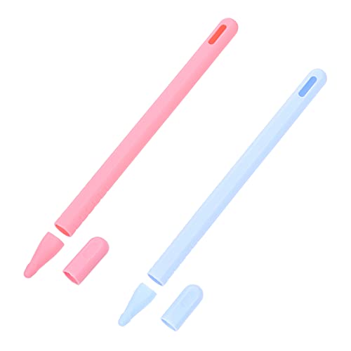 ibasenice Cover Stift- Abdeckung. 2Pcs Stylus Stift Abdeckung Stylus Hülse Halter Ultra Dünne Fall Haut Abdeckung mit Nib Abdeckung Kompatibel mit Bleistift 2 Rosa Blau Soft Stylus Pen Tip Stylus- von ibasenice