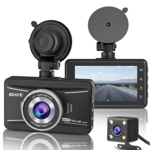 IBAYE Dashcam Auto Vorne und Hinten, 1080P Full HD Autokamera Dual Dashcam mit 3.0" LCD Display, Dashcam für Autos 170 ° Weitwinkel, G-Sensor, Loop-Aufnahm, Parküberwachung, Nachtsicht, WDR von ibaye