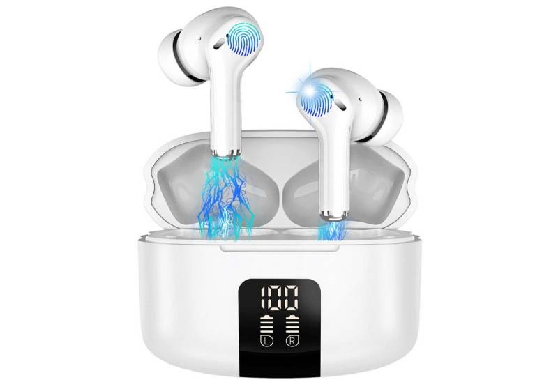 ibettertec 1-Stück,Bluetooth 5.3 Kopfhörer, In Ear Kopfhörer Kabellos wireless Kopfhörer (Kabellose Kopfhörer Noise Cancelling Earbuds, LED Anzeige In Ear Kopfhörer mit 2 ENC Mikrofon, Weihnachtsgeschenk, True-Wireless Rauschunterdrückungsfunktion,IPX5 Wasserdicht) von ibettertec