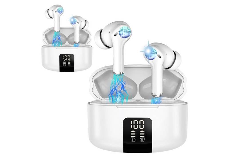 ibettertec 2-Stück,Bluetooth Kopfhörer,Kopfhörer Kabellos Bluetooth Bluetooth-Kopfhörer (LED Anzeige In Ear Kopfhörer mit 2 ENC Mikrofon, Kabellose Kopfhörer Noise Cancelling Earbuds, True-Wireless Rauschunterdrückungsfunktion,IPX5 Wasserdicht) von ibettertec