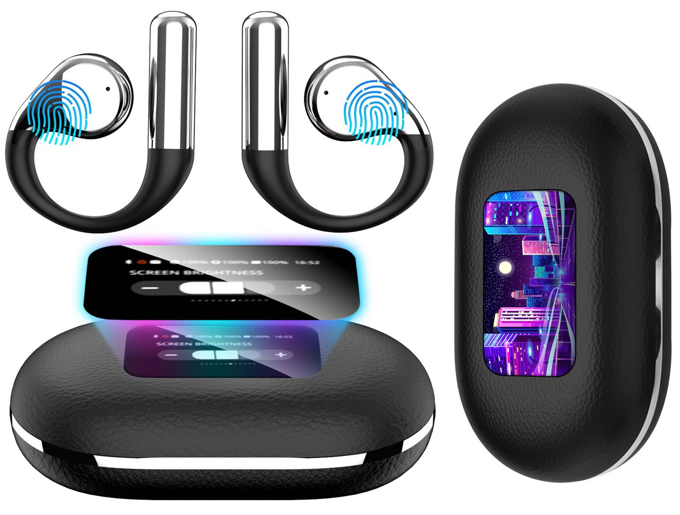 ibettertec Bluetooth Kopfhörer mit Touch Display In-Ear-Kopfhörer Bluetooth-Kopfhörer (In Ear Kopfhörer Kabellos Bluetooth,5.4 mit ANC/ENC Noise Cancelling Mic,48Std Tiefer Bass Earbuds mit 5 EQ-Modi,USB-C,IP7 Wasserdicht Ohrhörer) von ibettertec