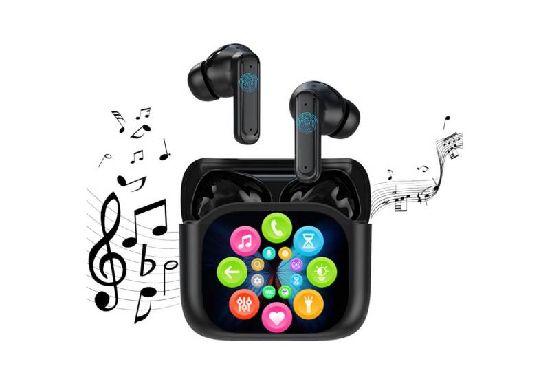 ibettertec Bluetooth Kopfhörer mit Touch Display Kopfhörer Kabellos In-Ear-Kopfhörer (Aktive Geräuschunterdrückung Eingebauter Buzzer den Kopfhörer suchen) von ibettertec