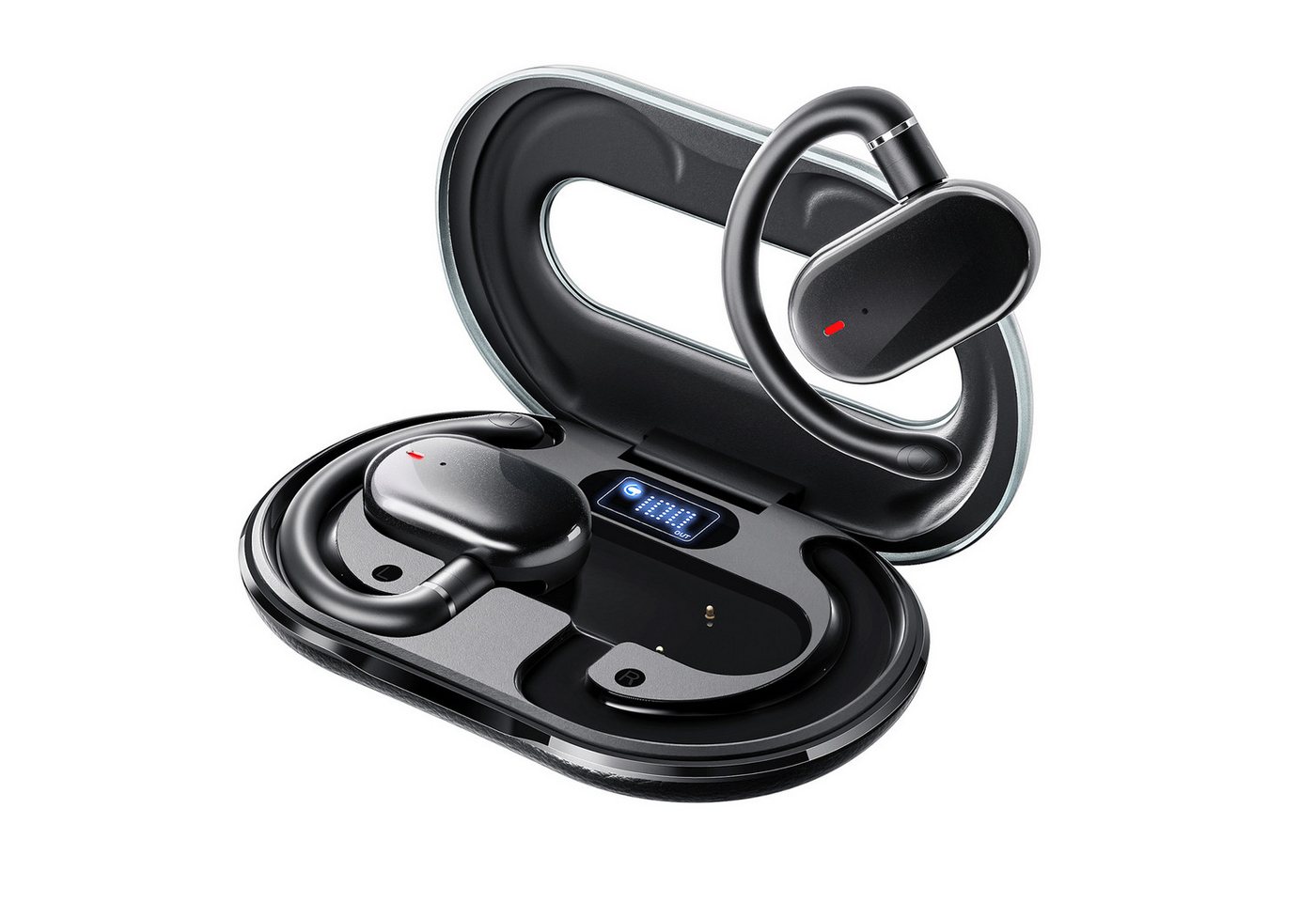 ibettertec Open Ear Kopfhörer, On Ear Ohrhörer Touch Control LED Anzeige Bluetooth-Kopfhörer (weiche Ohrpolster, Active Noise Cancelling(ANC), Voice Assistant, HiFi Stereo mit Mikrofon, Bluetooth 5.4, HD-Mikrofon, ENC Ohrhörer HiFi Stereo, IPX7 Wasserdicht, für Outdoor) von ibettertec