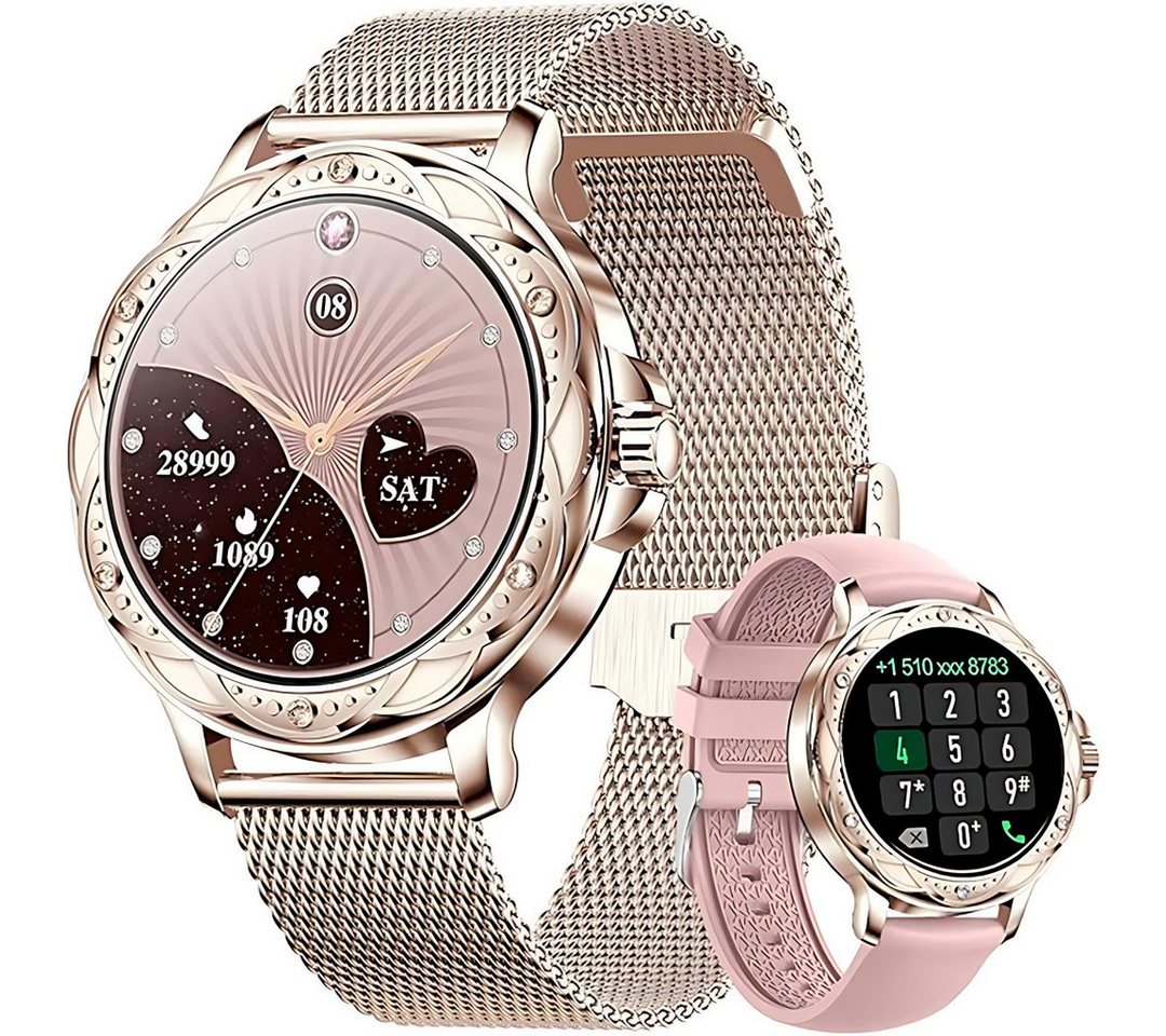 ibettertec Smartwatch, Fitness Tracker uhr für Damen Herren mit Telefonfunktion Smartwatch (3.1 cm/1,2" HD Voll Touchscreen Zoll) Smartwatch Fitness Tracker Uhr, IP67 Wasserdicht, Fitnessuhr Tracker mit Pulsmesser Schrittzähler Schlafmonitor von ibettertec