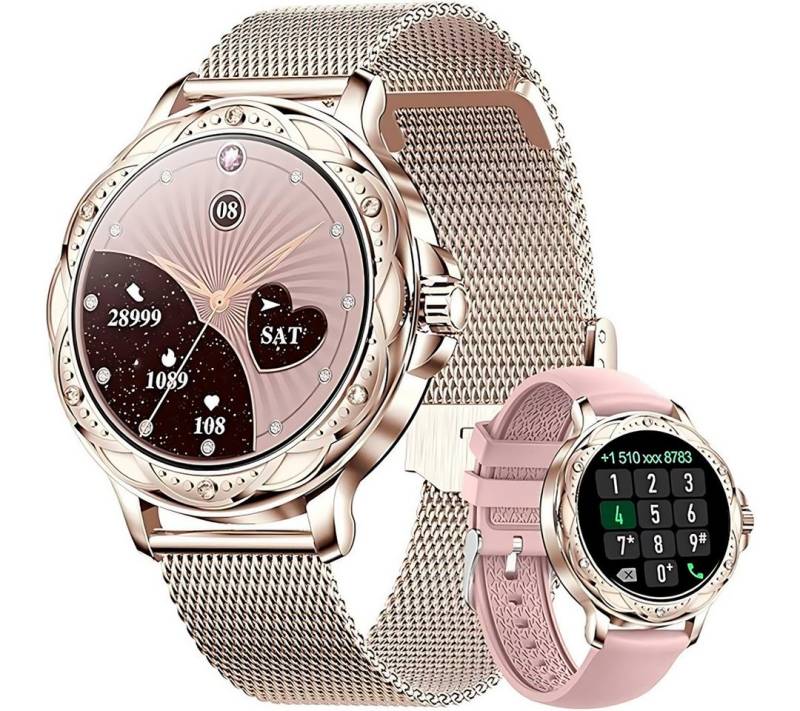 ibettertec Smartwatch, Fitness Tracker uhr für Damen Herren mit Telefonfunktion Smartwatch (3.1 cm/1,2" HD Voll Touchscreen Zoll) Smartwatch Fitness Tracker Uhr, IP67 Wasserdicht, Fitnessuhr Tracker mit Pulsmesser Schrittzähler Schlafmonitor von ibettertec